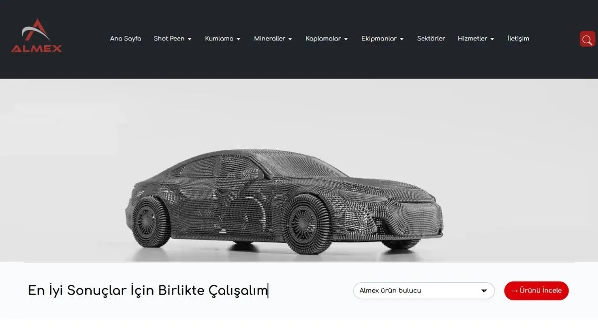 Almex Endüstriyel Ürünler kurumsal web sitesinin ana sayfası