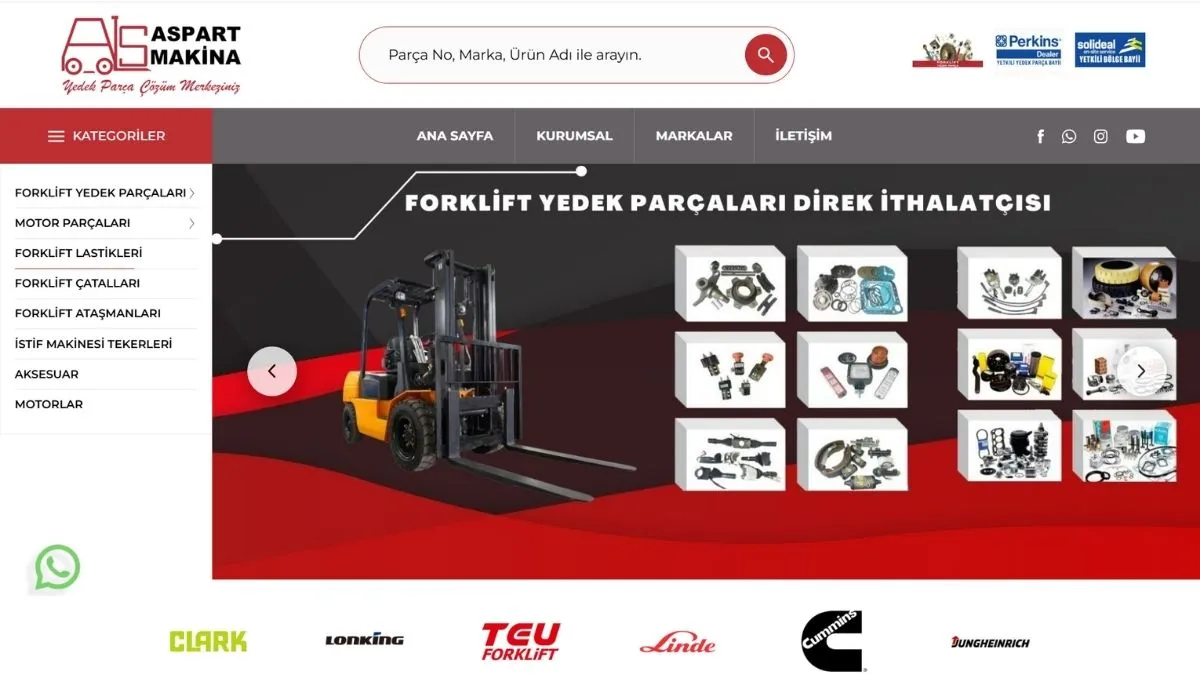 Aspart Makina forklift yedek parça e-ticaret sitesi