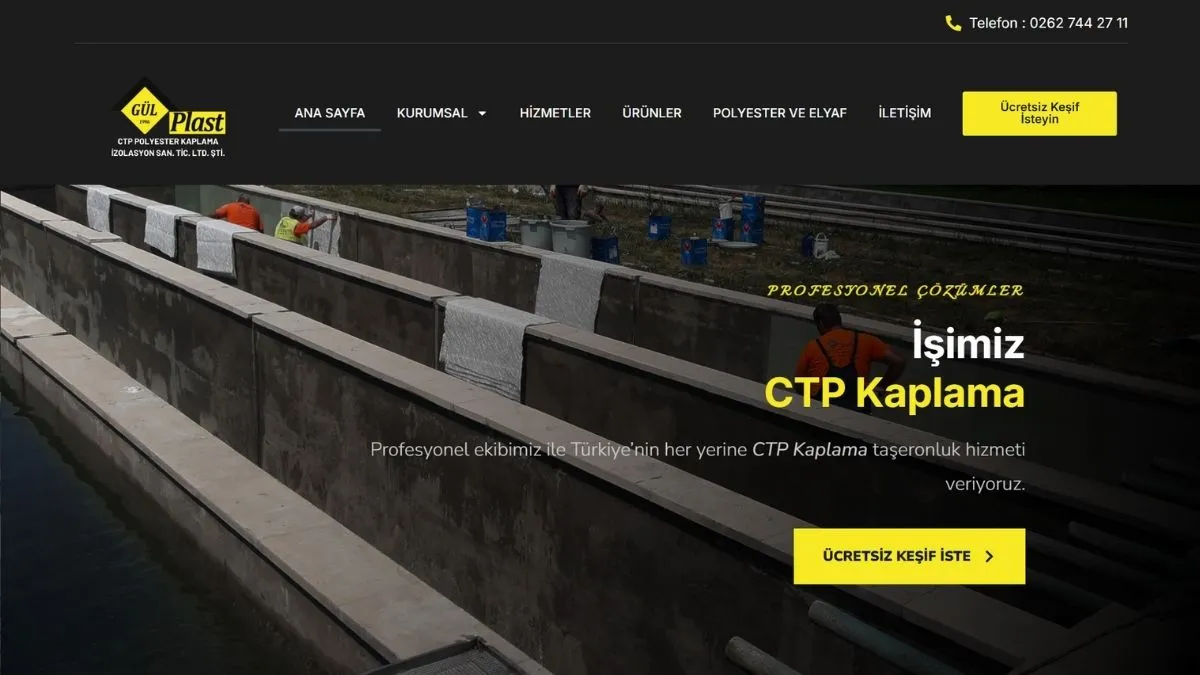 Gül Plast İzolasyon web sitesi ana sayfası