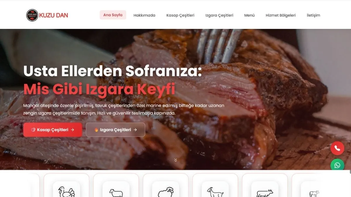 Kuzu Dan web sitesi ana sayfası