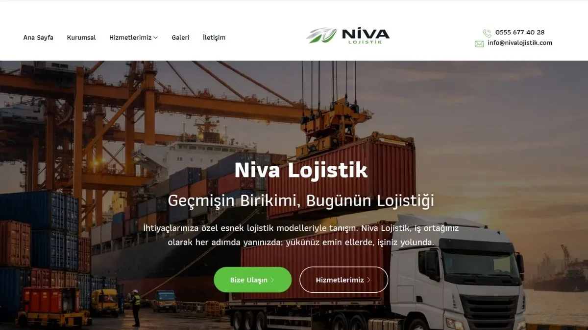 Niva Lojistik web sitesi ana sayfası