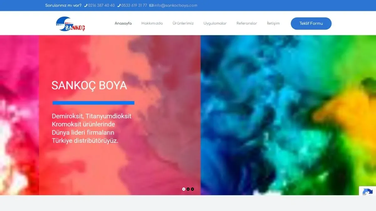 Sankoç Boya web sitesi ana sayfası